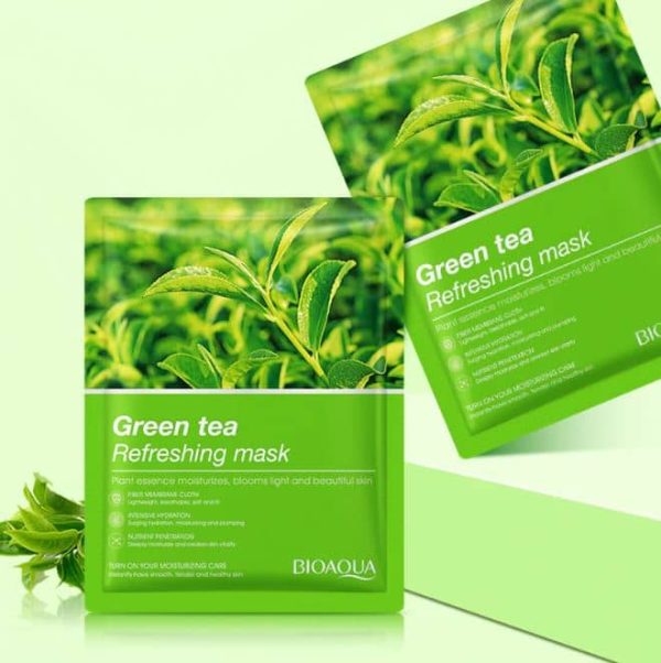 GREEN TEA REFRESHING MASK BIOAQUA - شیت ماسک پارچه ای صورت طراوت بخش چای سبز بیوآکوا BIOAQUA