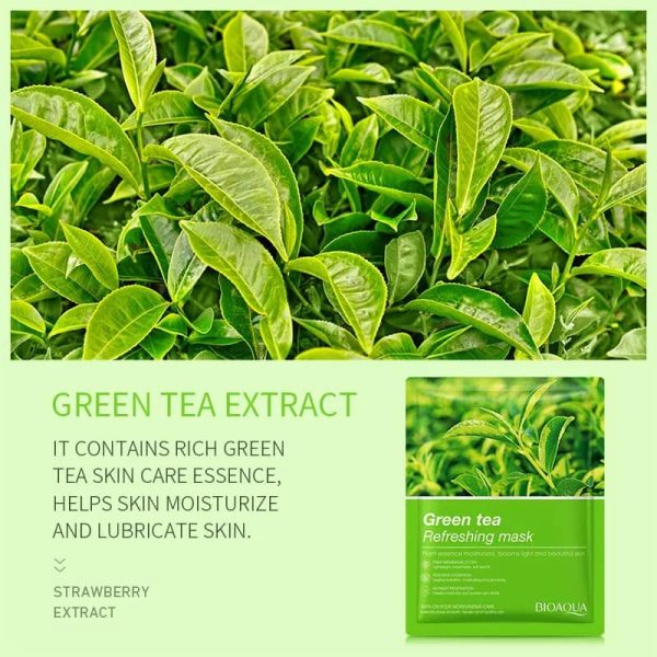 GREEN TEA REFRESHING MASK BIOAQUA - ماسک پارچه ای صورت طراوت بخش چای سبز بیوآکوا BIOAQUA