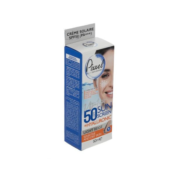 کرم ضد آفتاب مناسب پوست حساس و خشک پیکسل +SPF50 بژ روشن