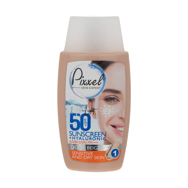 کرم ضد آفتاب مناسب پوست حساس و خشک پیکسل +SPF50 بژ روشن