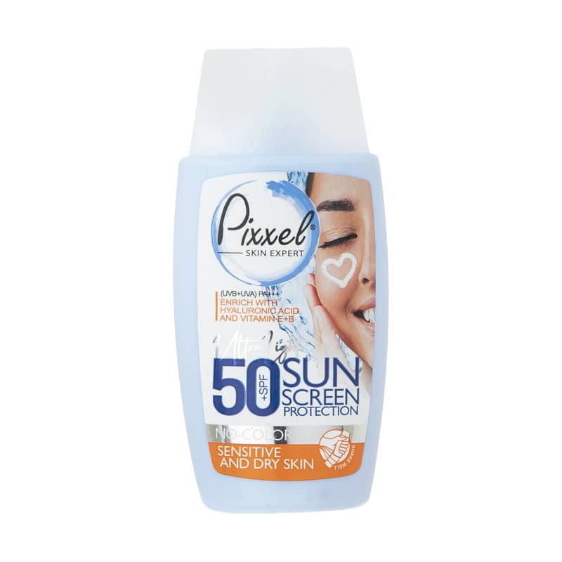 کرم ضد آفتاب بی رنگ مناسب پوست حساس و خشک پیکسل +SPF50