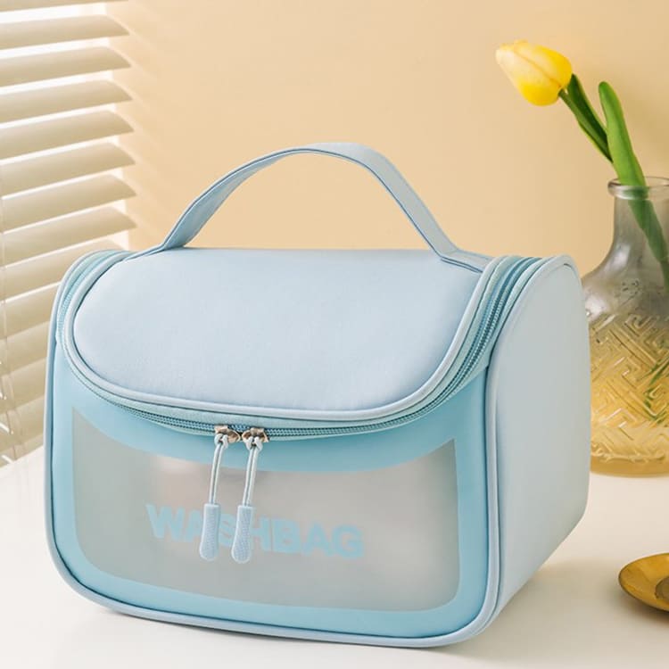 کیف لوازم آرایش زنانه صندوقی مدل WASHBAG رنگ آبی