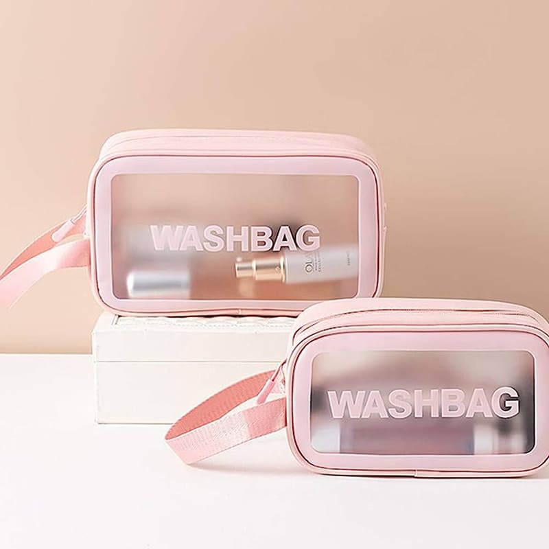 کیف لوازم آرایش زنانه مدل واش بگ WASHBAG متوسط سایز شماره ۲ رنگ صورتی