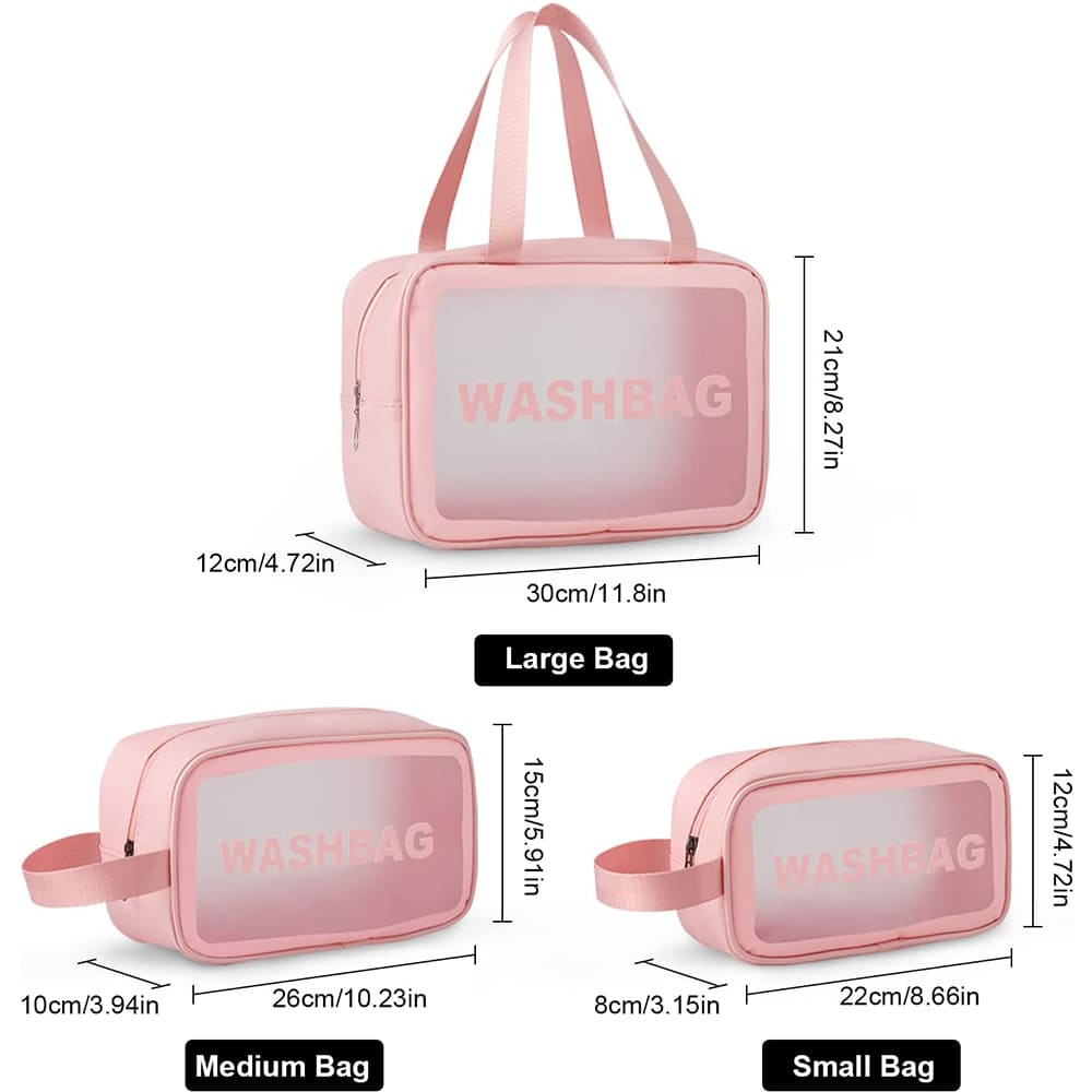 کیف لوازم آرایش زنانه مدل WASHBAG متوسط سایز شماره ۲ رنگ صورتی