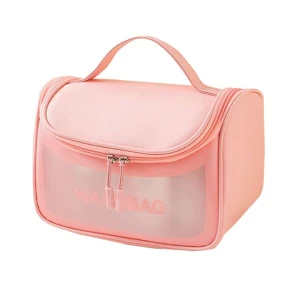 کیف لوازم آرایش زنانه صندوقی مدل WASHBAG رنگ صورتی
