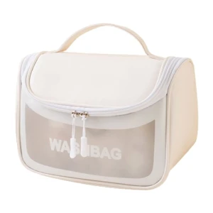 کیف لوازم آرایش زنانه صندوقی مدل WASHBAG رنگ سفید
