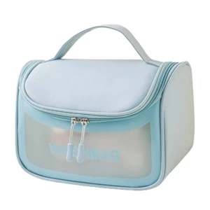 کیف لوازم آرایش زنانه صندوقی مدل WASHBAG رنگ آبی